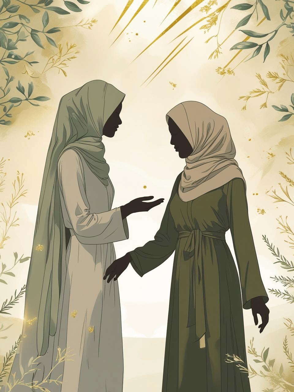 tibnature home Silhouettes of two modestly dressed Muslim women