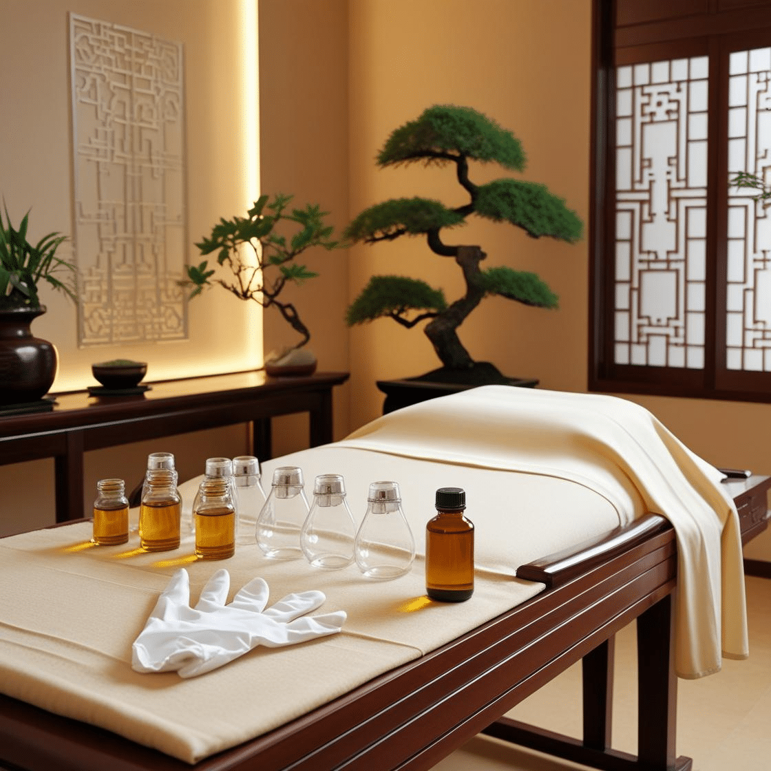 tibnature home image hijama A treatment room with a clean table set for cupping therapy.